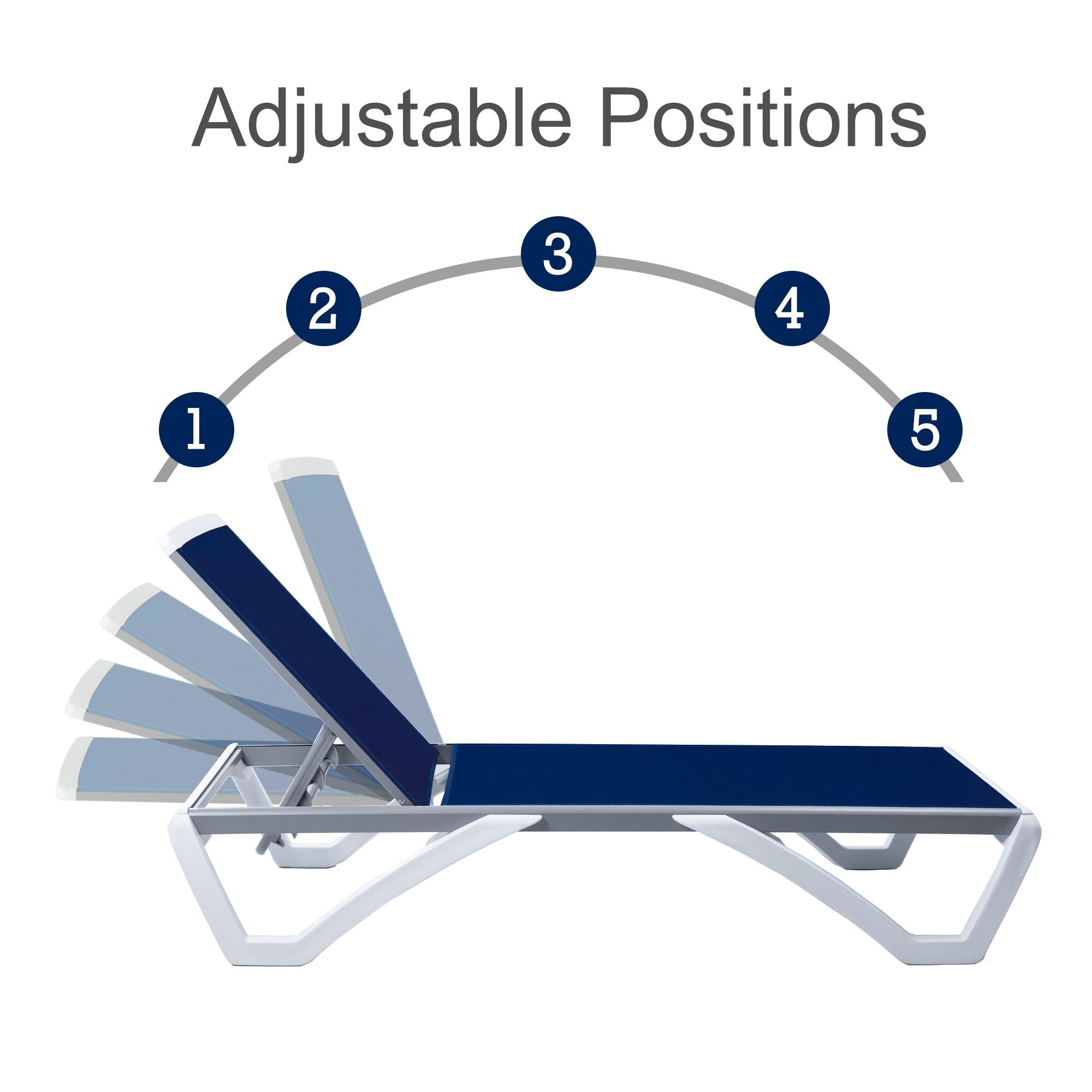 Chaise longue inclinable et réglable Kozyard Alan, pieds entièrement plats en aluminium et résine polypropylène