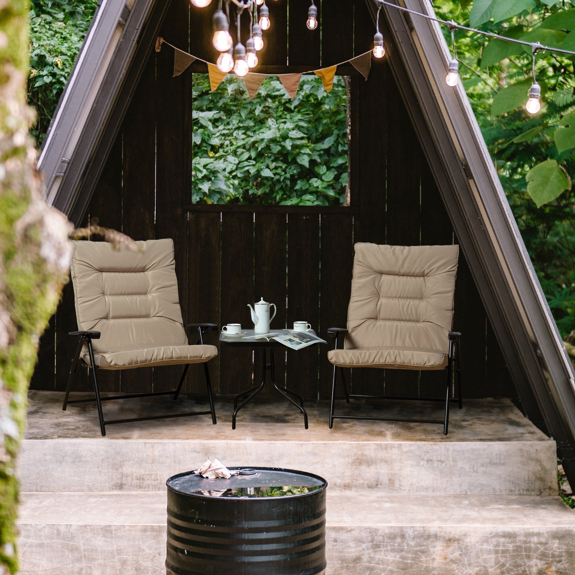 Ensemble de bistrot pliant rembourré Kozyard Elsa 3 pièces pour patio extérieur