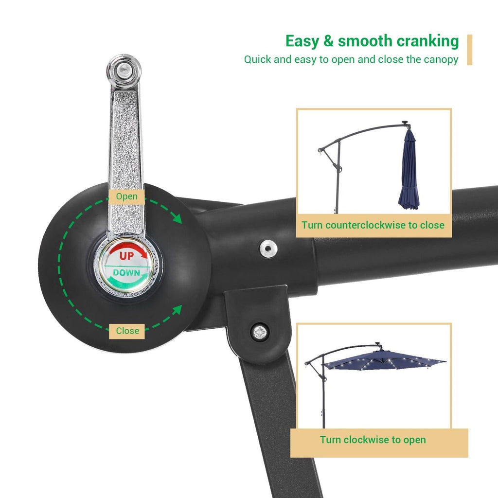 Parasol de terrasse déporté à LED LIVOOSUN de 10 pieds avec base croisée