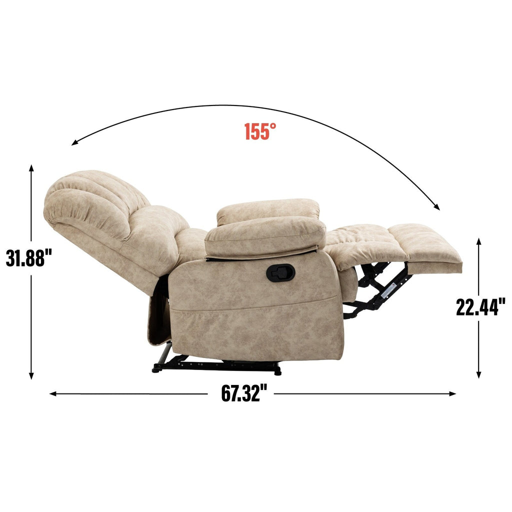 Grand fauteuil inclinable manuel pour adulte, canapé inclinable simple en tissu confortable, fauteuil inclinable rembourré pour salon