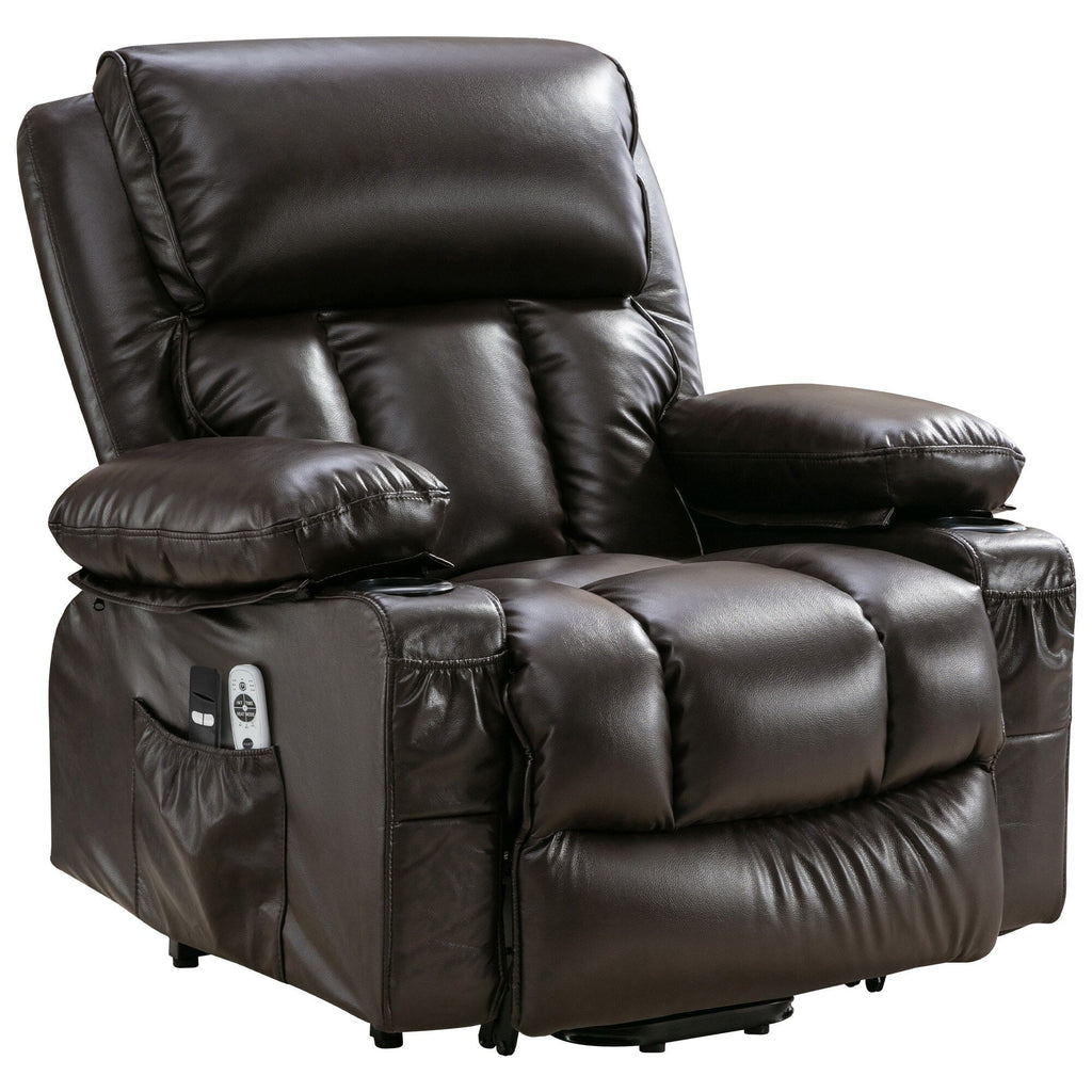 Grand fauteuil inclinable électrique avec chauffage et massage 8 points - Télécommande, port USB