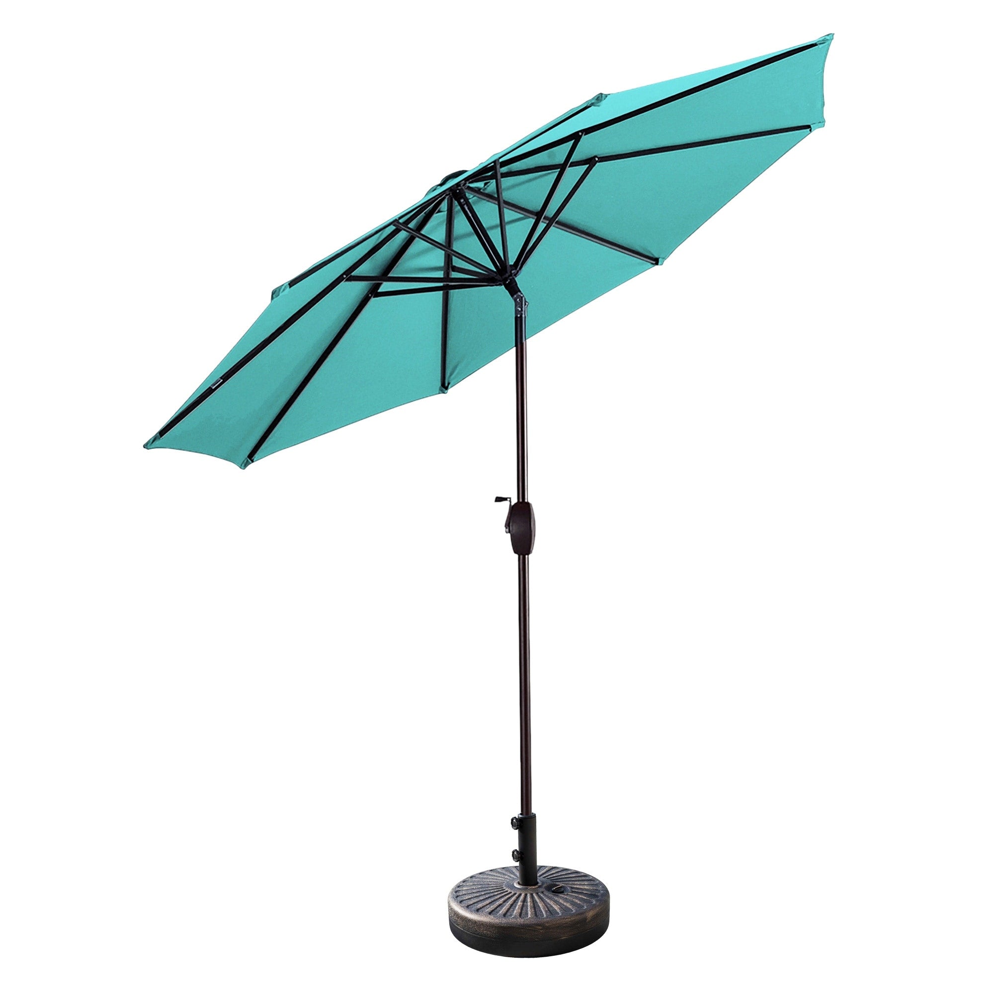Parasol de patio Lopes de 9 pieds avec base en finition bronze et support de poids inclus