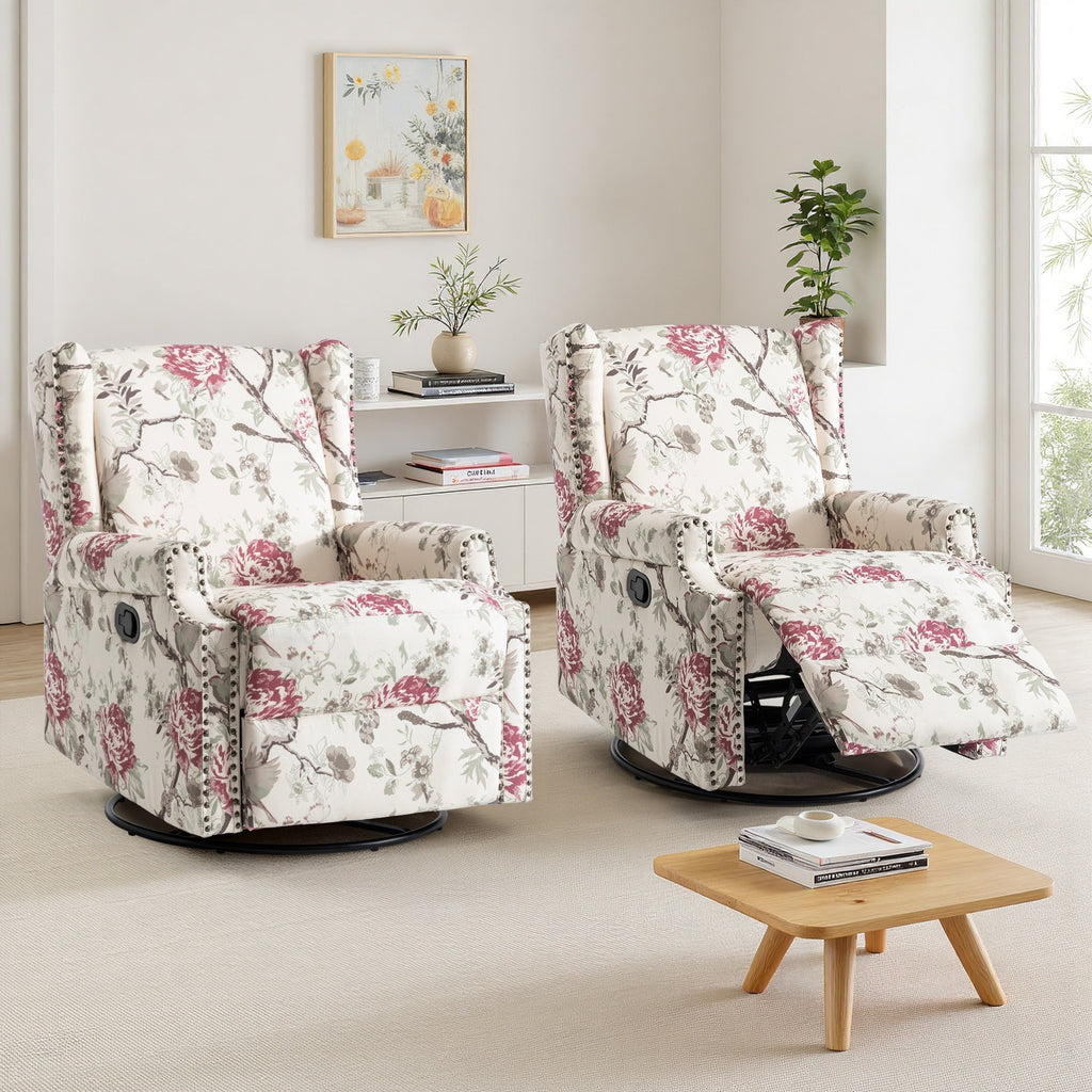 Ensemble de 2 fauteuils inclinables pivotants et coulissants de 29 po de largeur avec dossier à poussée manuelle