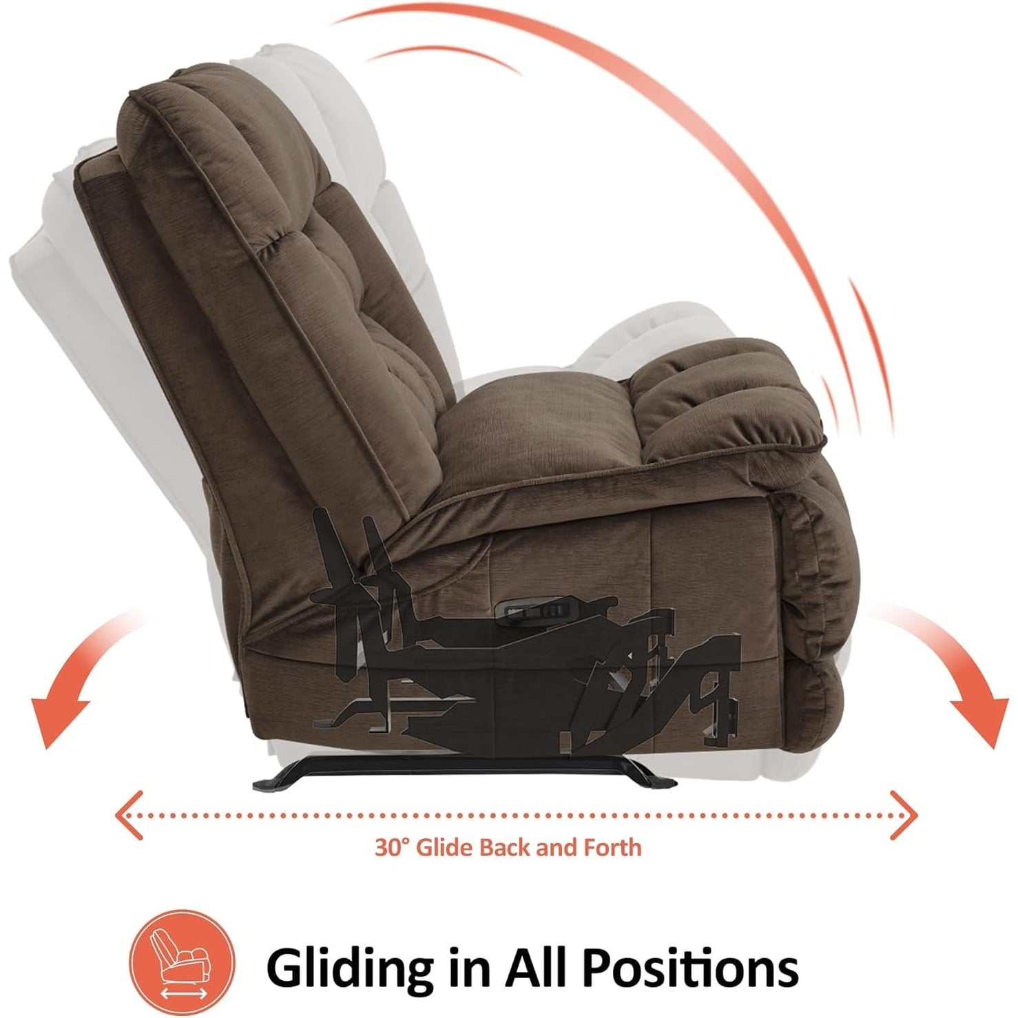 Fauteuil inclinable à bascule électrique surdimensionné MCombo à double moteur, sans accoudoirs, idéal pour le salon, tissu PR607