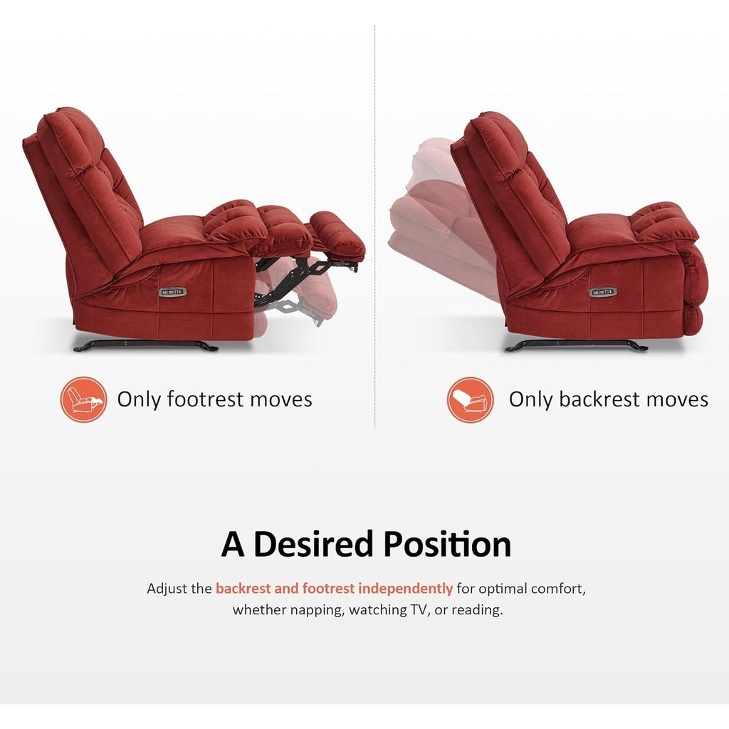 Fauteuil inclinable à bascule électrique surdimensionné MCombo à double moteur, sans accoudoirs, idéal pour le salon, tissu PR607