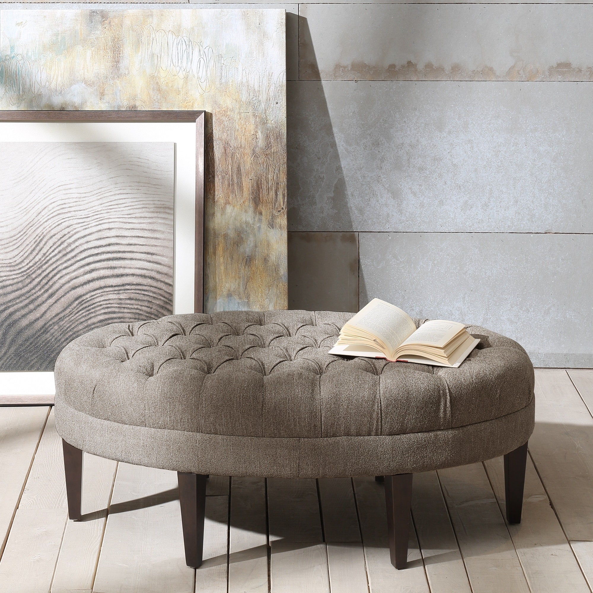 Pouf rembourré en bois massif avec planche de surf touffetée Madision Park Chase