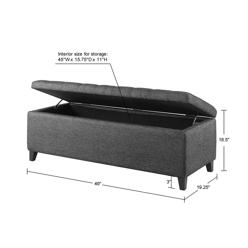 Banc de rangement rembourré à plateau capitonné Sasha de Madison Park