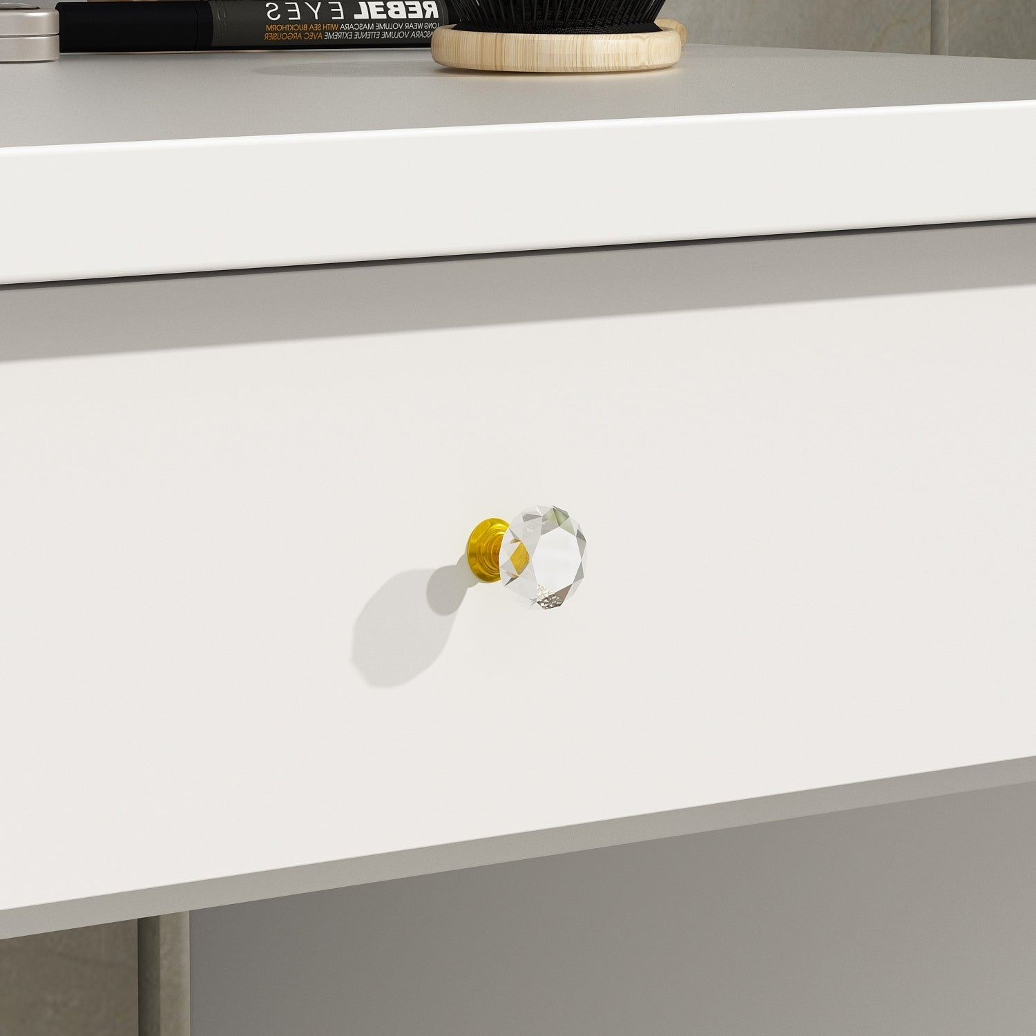 Coiffeuse avec éclairage LED, miroir et tabouret