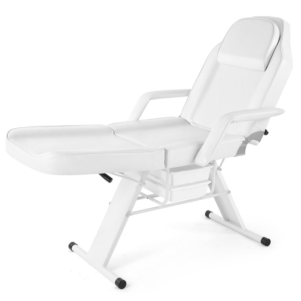 Chaise de massage, de tatouage, de spa, de soins du visage, de beauté, blanche