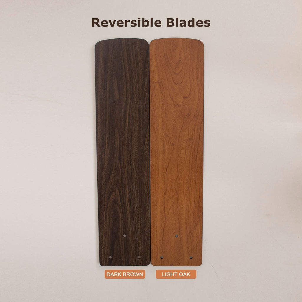 Ventilateur de plafond réversible en bois de 52 pouces, 5 pales et 3 lumières, avec télécommande