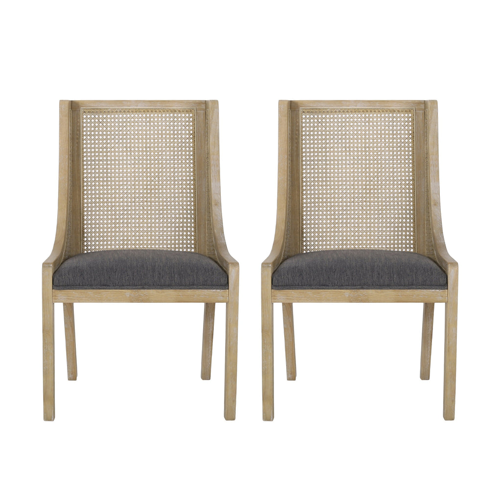 Chaises de salle à manger rembourrées en rotin et bois Maurers (lot de 2) par Christopher Knight Home