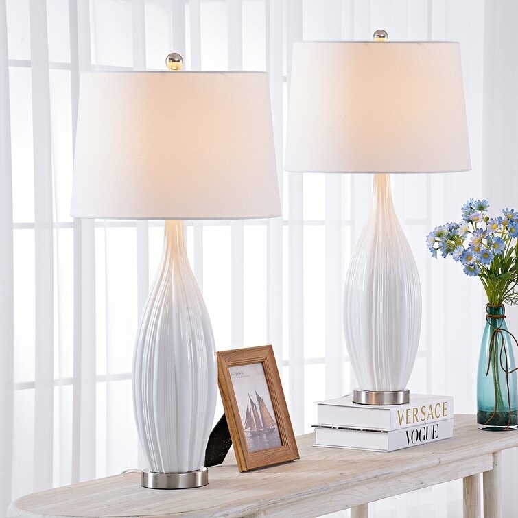 Lot de 2 lampes de table standard en porcelaine blanche (lot de 2)