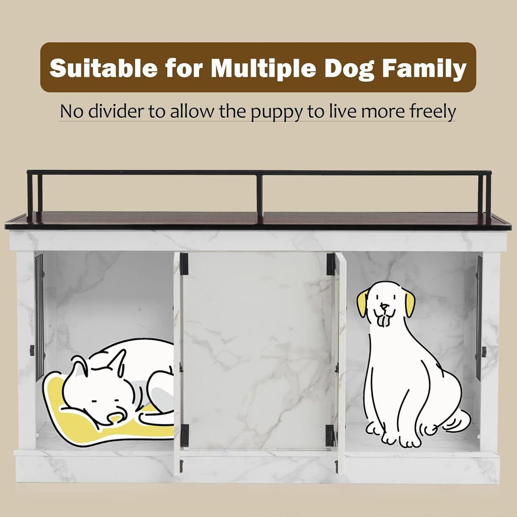 Meuble TV pour cage à chien Mcombo, grand format, niche en bois avec doubles portes, modèle 1861