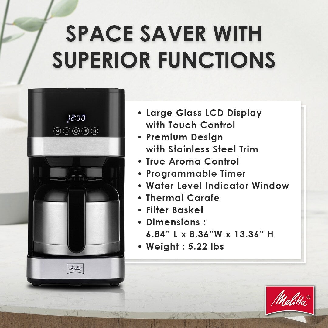 Cafetière filtre Melitta Aroma Tocco 8 tasses avec carafe thermique et écran tactile