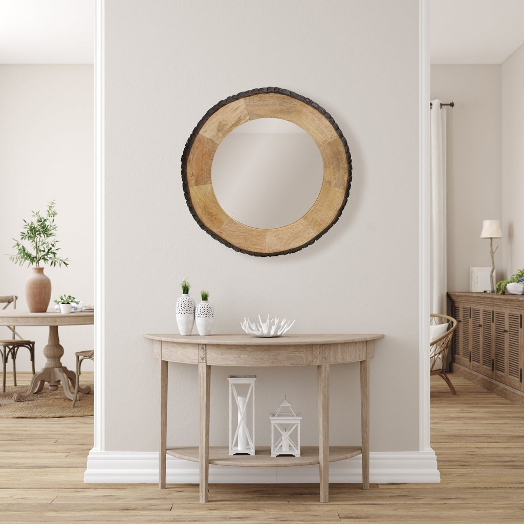 Miroir mural rond en bois Meredith, finition Live Edge, par River of Goods - 30,5 x 1 x 30,5