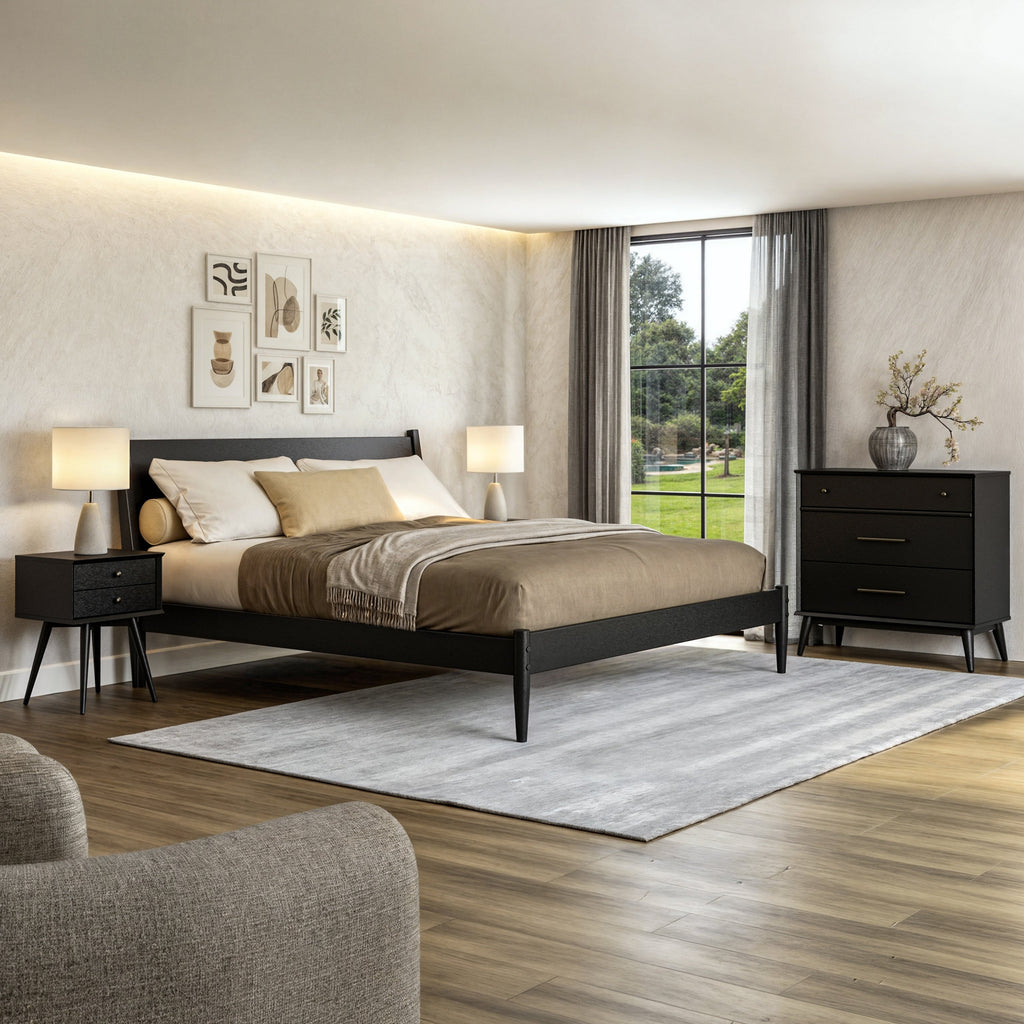 Lit à panneaux du milieu du siècle