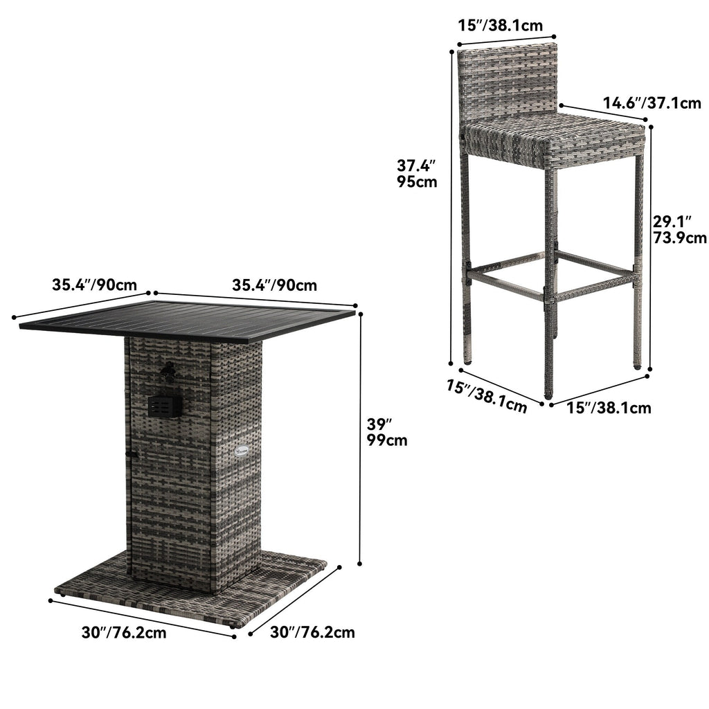 Ensemble de bar en osier pour meubles d'extérieur Moasis 5 pièces - 5 pièces