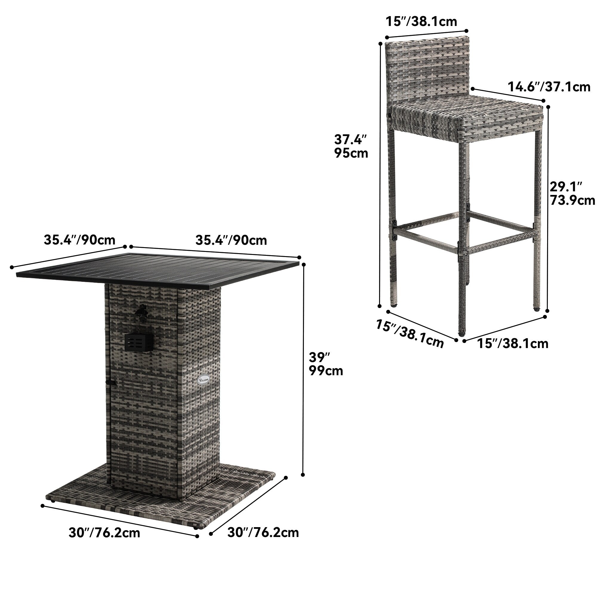 Ensemble de bar en osier pour meubles d'extérieur Moasis 5 pièces - 5 pièces