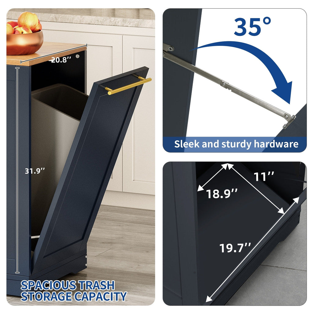 Meuble de rangement pour îlot de cuisine roulant Moasis de 53 pouces, chariot de cuisine mobile portable