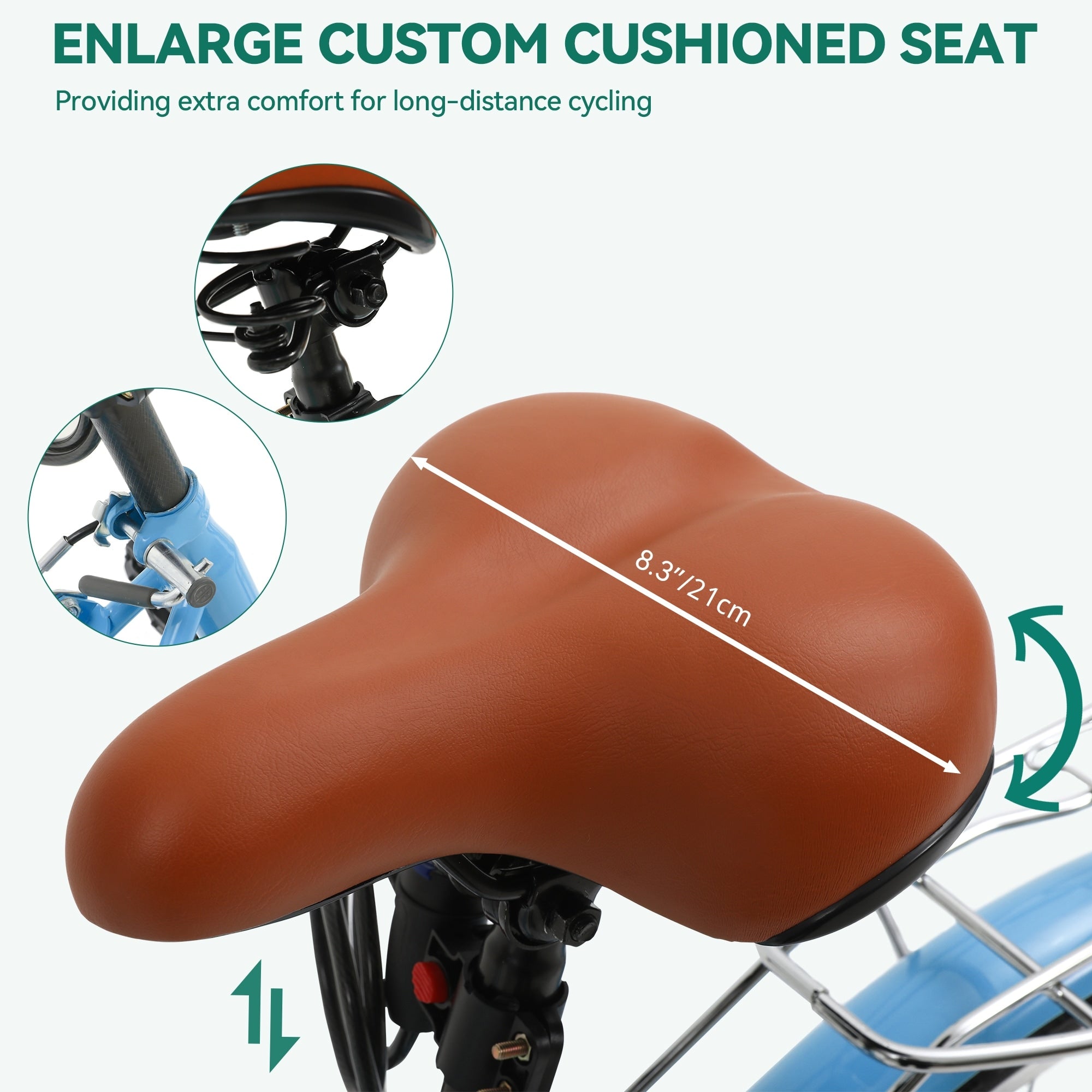 Vélo de croisière Moasis24/26 à 7 vitesses, vélo à cadre réglable, vélo de trajet