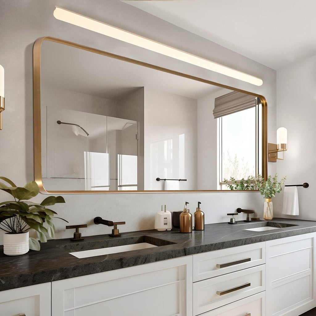 Miroir mural rectangulaire profond et moderne en alliage d'aluminium - 71 x 28 cm