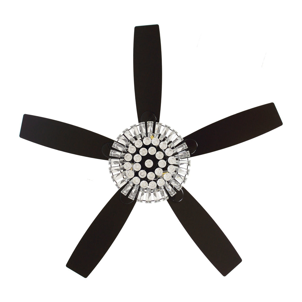 Ventilateur de plafond moderne en cristal chromé de 52 pouces avec télécommande