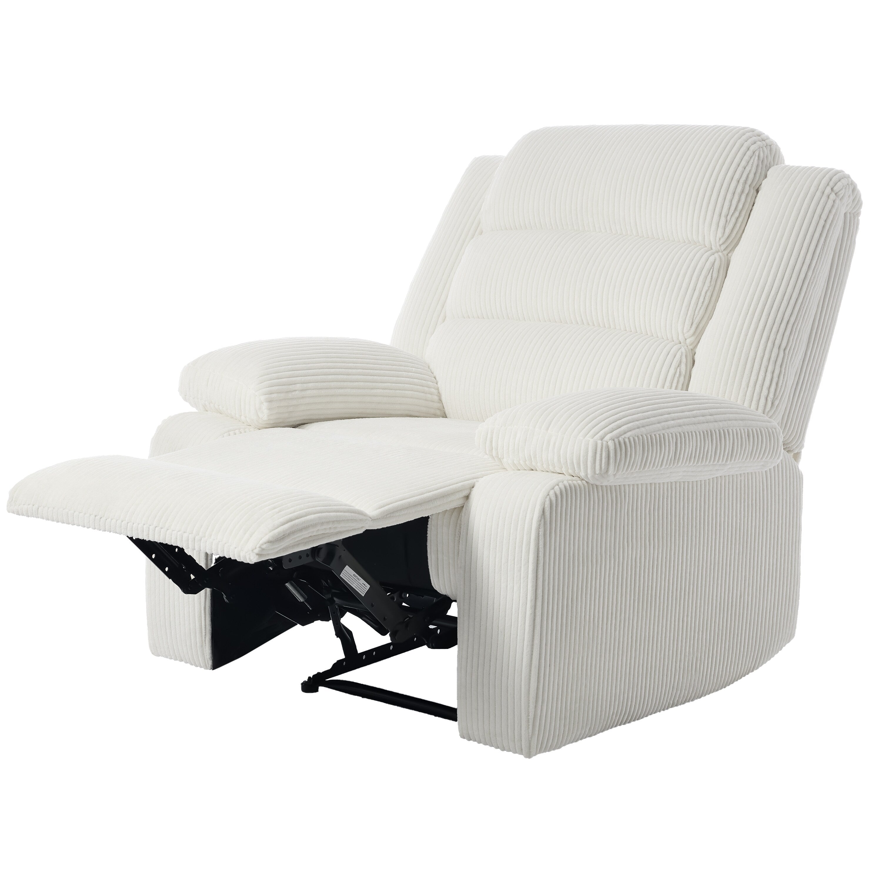 Fauteuil inclinable manuel moderne en velours côtelé, fauteuil inclinable réglable avec accoudoirs larges