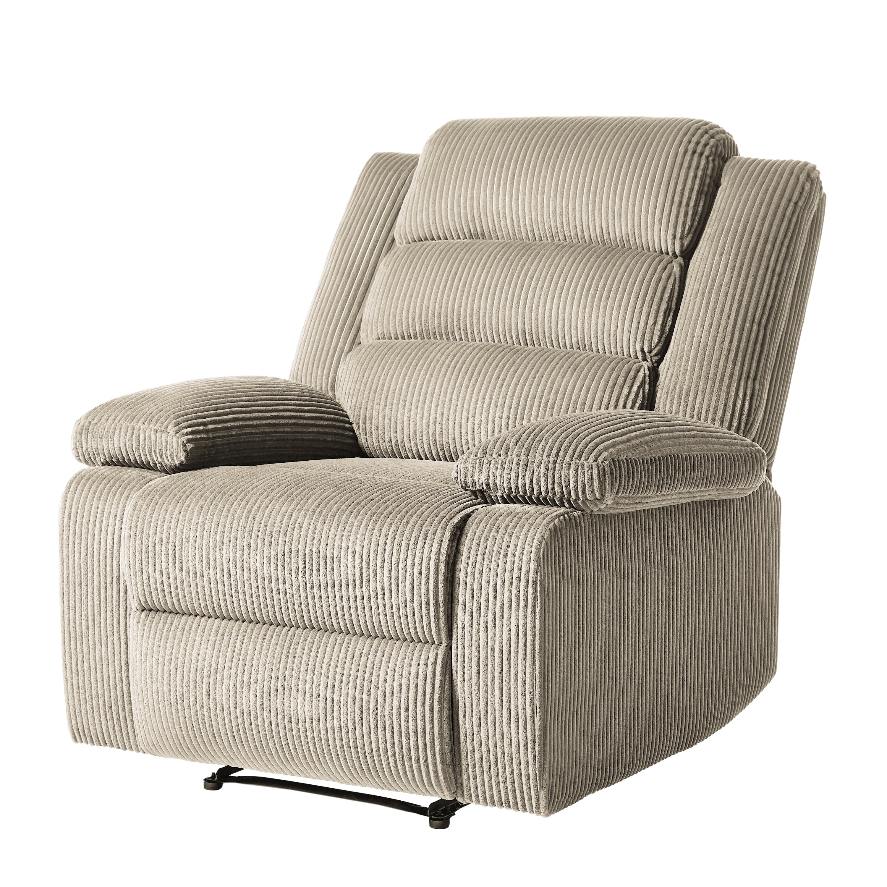 Fauteuil inclinable manuel moderne en velours côtelé, fauteuil inclinable réglable avec accoudoirs larges
