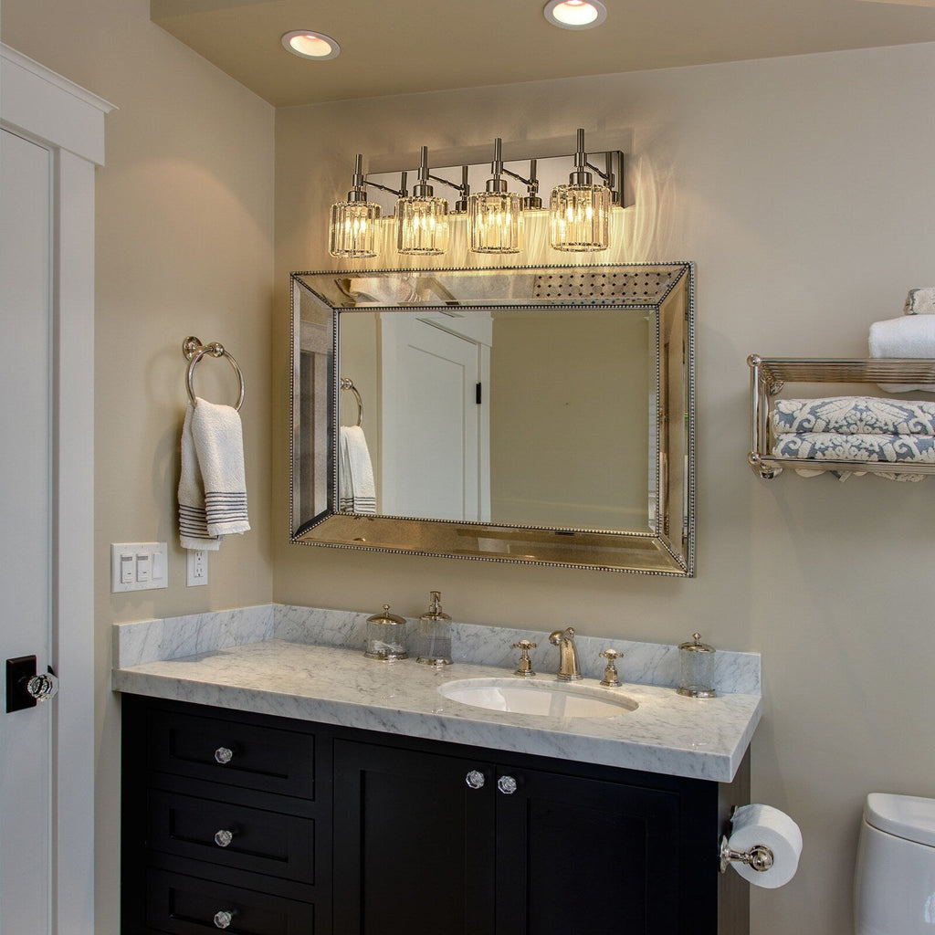 Appliques murales modernes à intensité variable pour salle de bain avec abat-jour en cristal