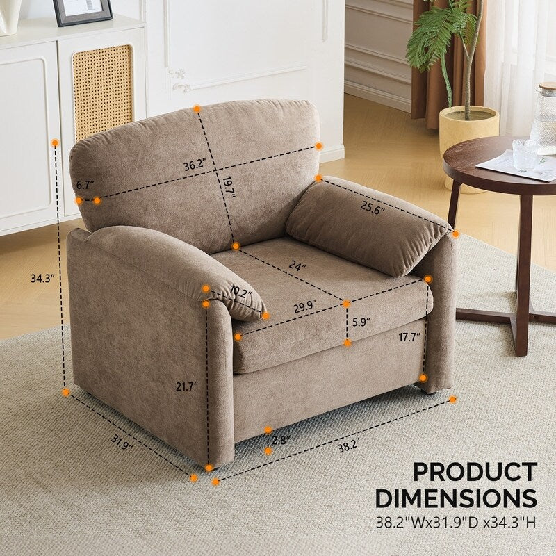 Fauteuil d'appoint moderne à oreilles d'éléphant, siège confortable pour salon et chambre