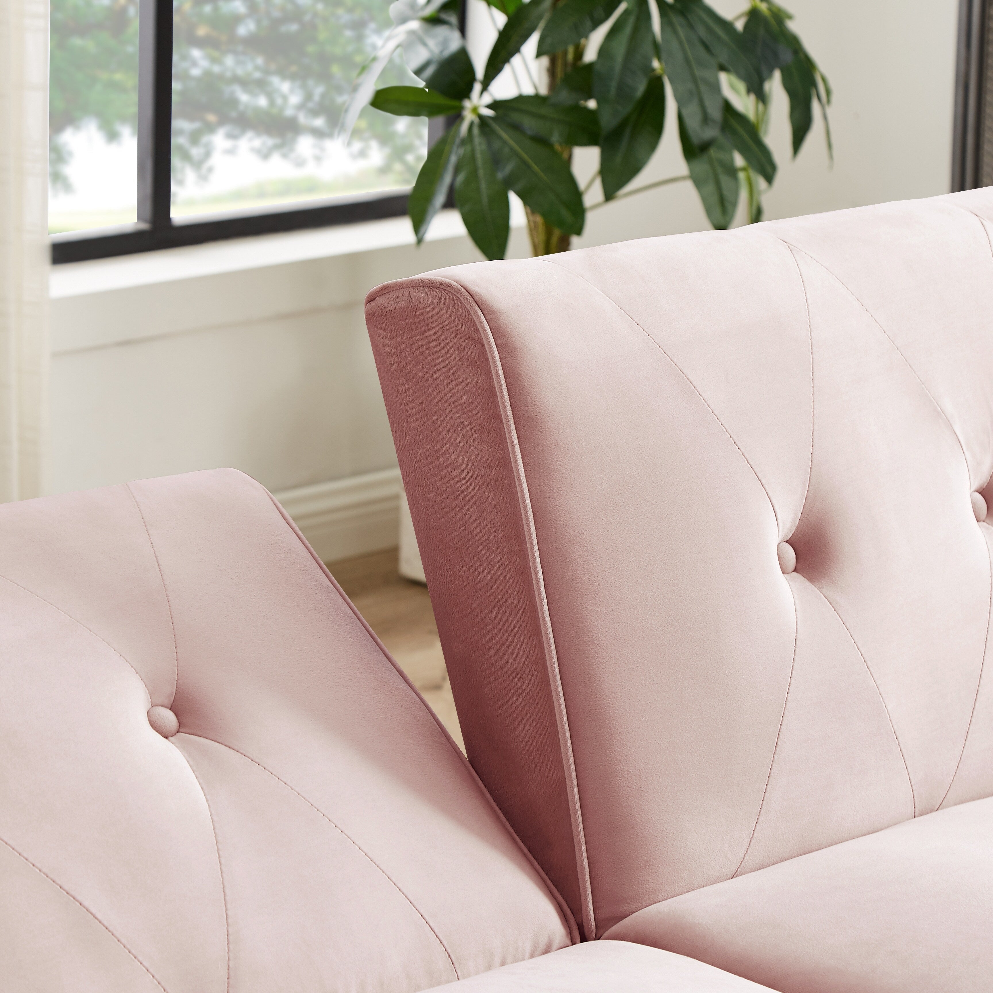 Canapé-lit futon moderne, canapé-lit convertible avec pieds fuselés en bois, 78,35 po, petit canapé à dossier divisé pour salon