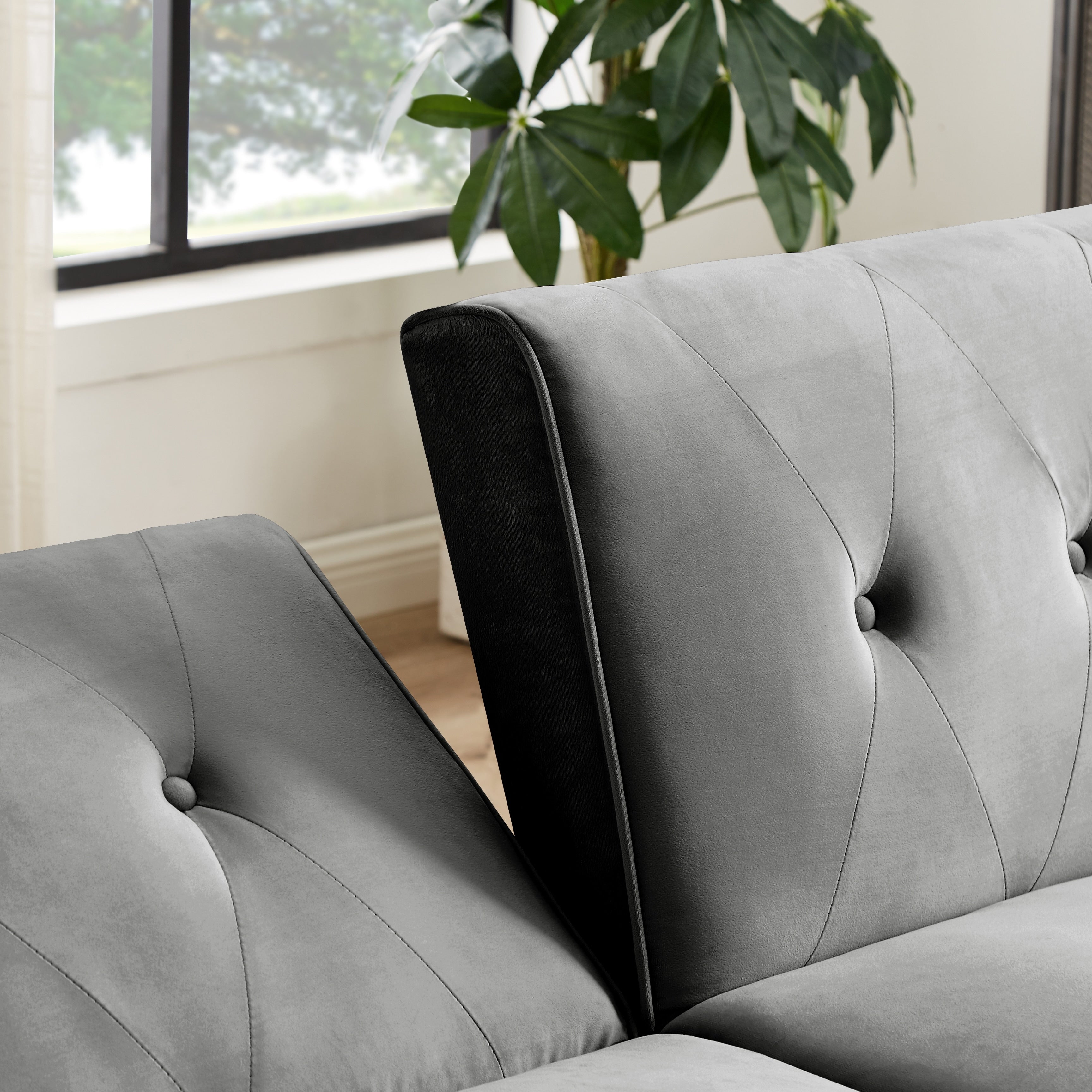 Canapé-lit futon moderne, canapé-lit convertible avec pieds fuselés en bois, 78,35 po, petit canapé à dossier divisé pour salon