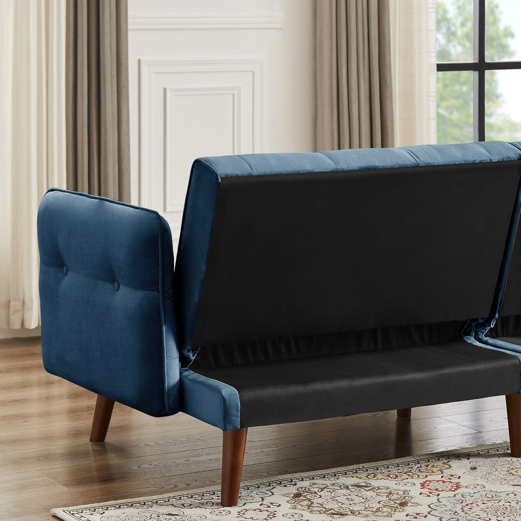 Canapé-lit futon moderne, canapé-lit convertible avec pieds fuselés en bois, 78,35 po, petit canapé à dossier divisé pour salon