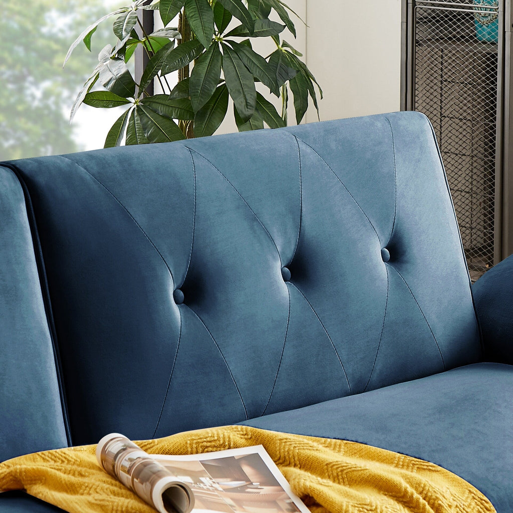 Canapé-lit futon moderne, canapé-lit convertible avec pieds fuselés en bois, 78,35 po, petit canapé à dossier divisé pour salon