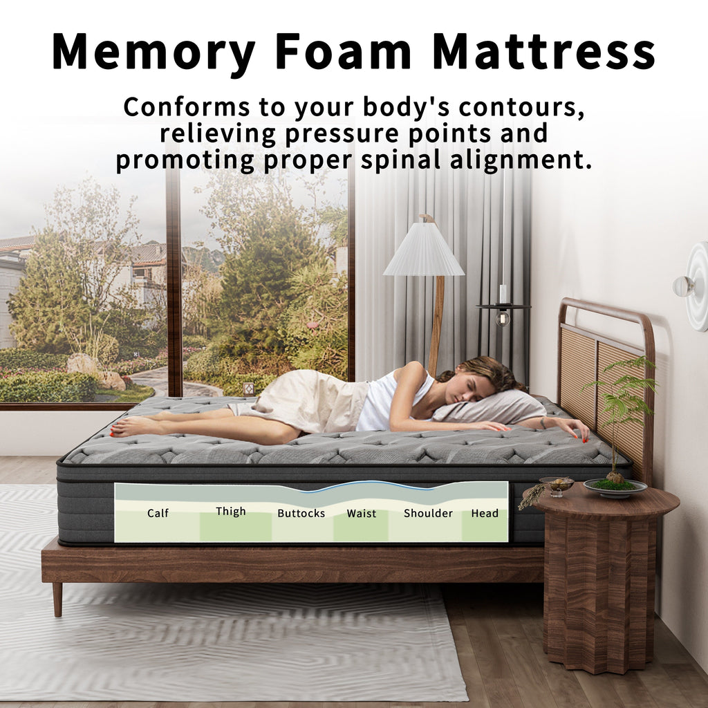 Matelas hybride Modland 14 pouces à plateau-coussin moyen, matelas à ressorts ensachés dans une boîte