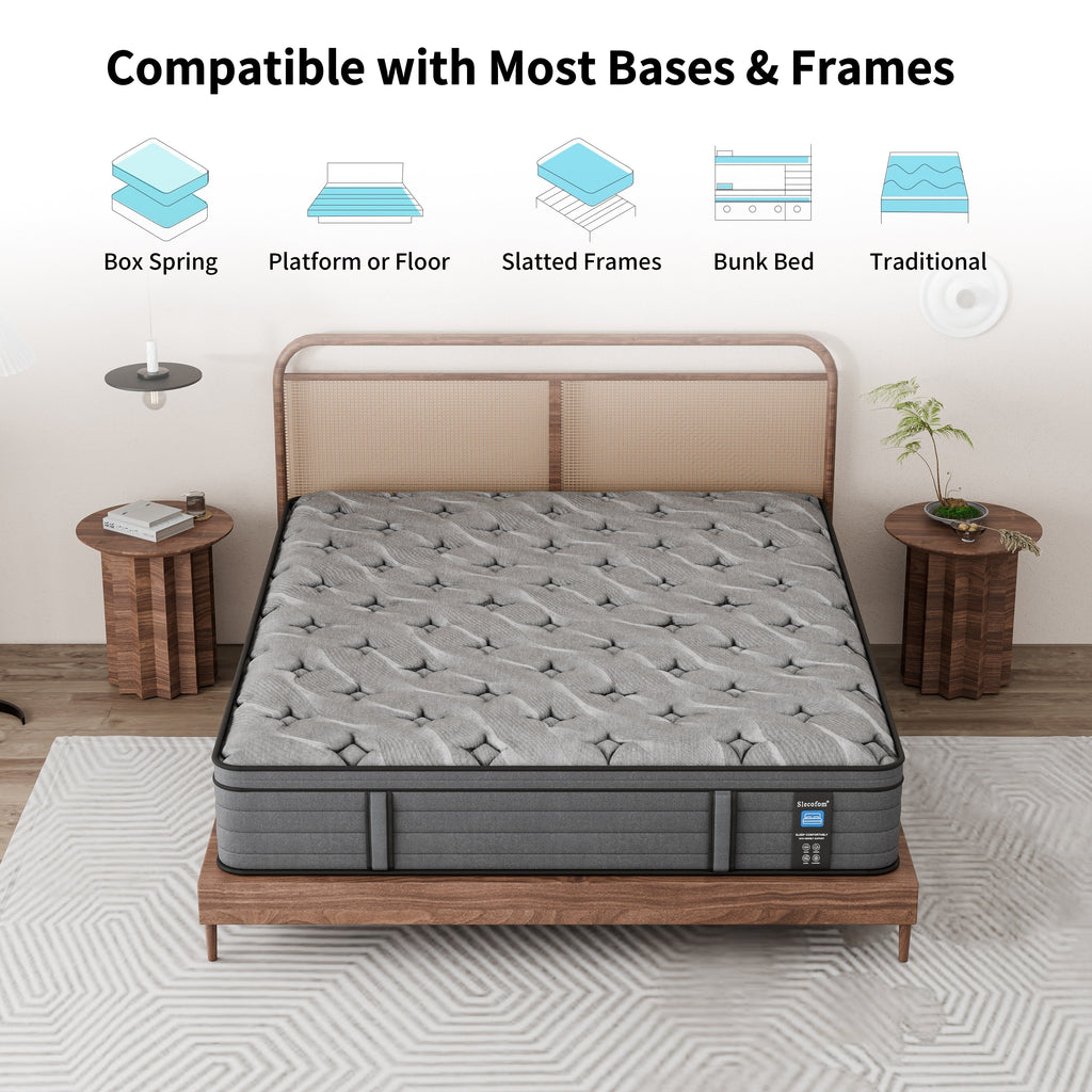 Matelas hybride Modland 14 pouces à plateau-coussin moyen, matelas à ressorts ensachés dans une boîte