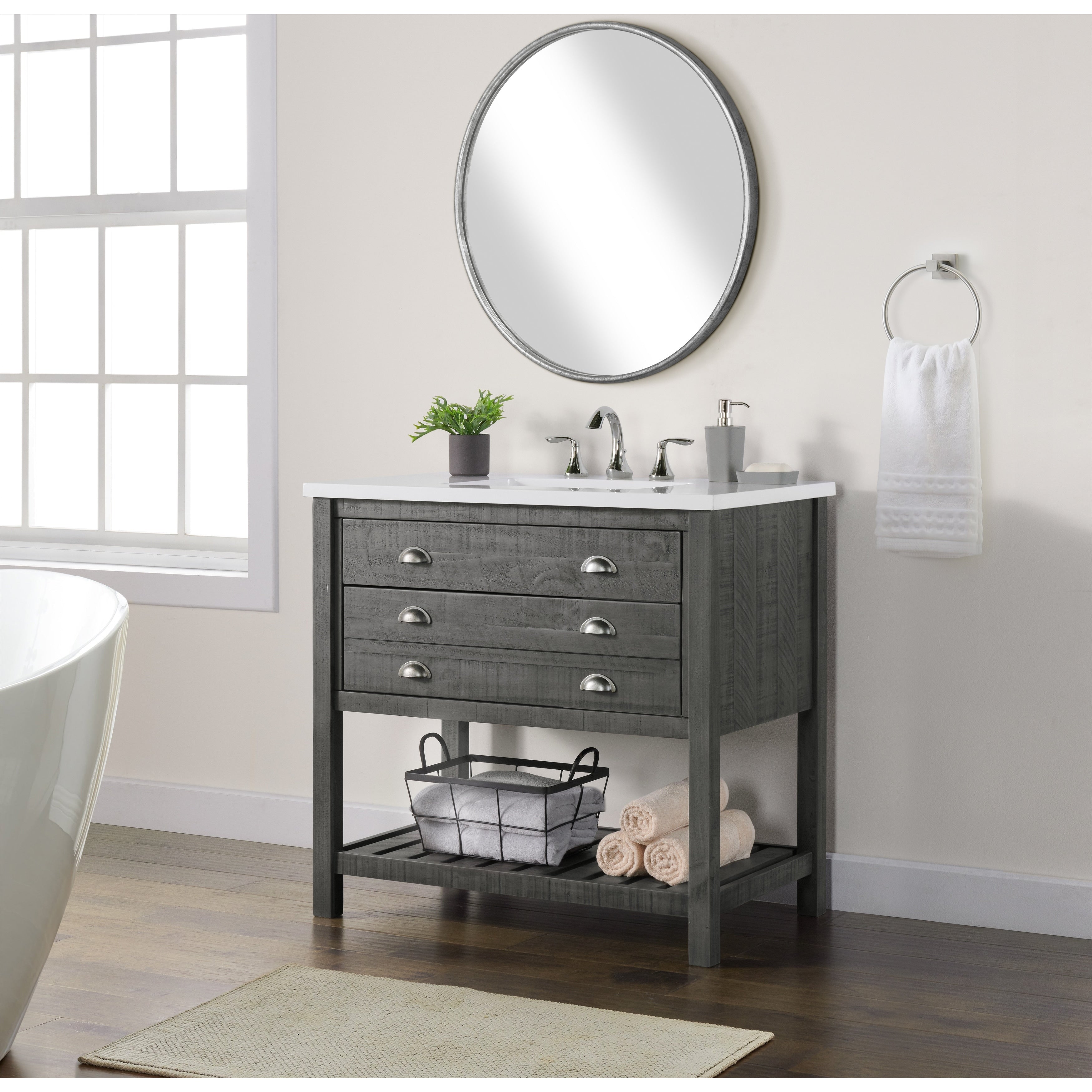 Meuble-lavabo simple de style ferme Monterey 37 avec dessus