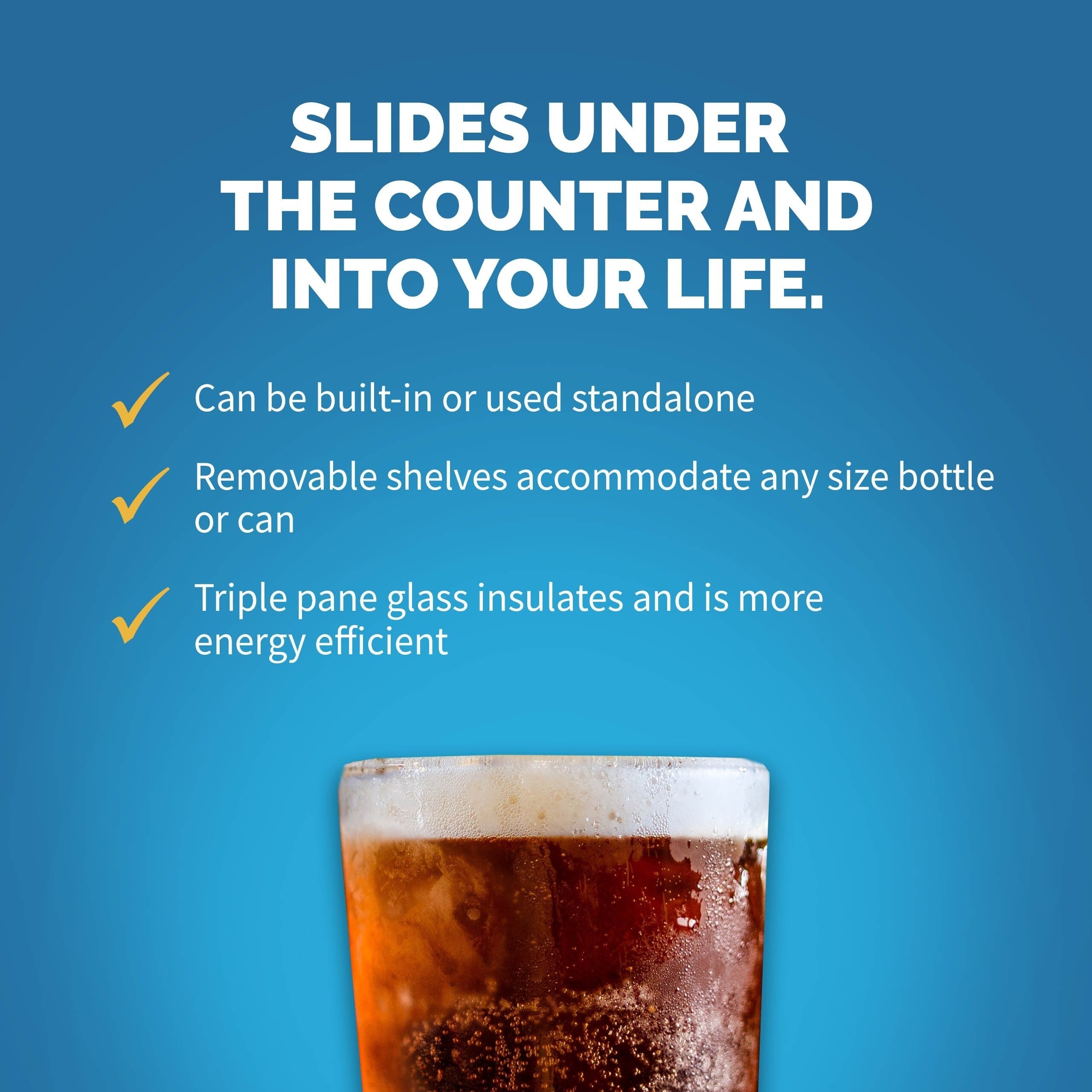 Réfrigérateur à boissons encastré Newair de 15 po, 96 canettes, en acier inoxydable, avec commandes de température et étagères réglables