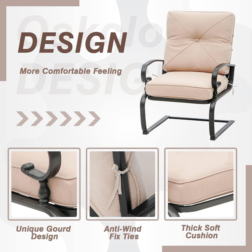 Ensemble bistrot d'extérieur 3 pièces Nista avec coussins et table basse, à ressorts en C, par Havenside Home