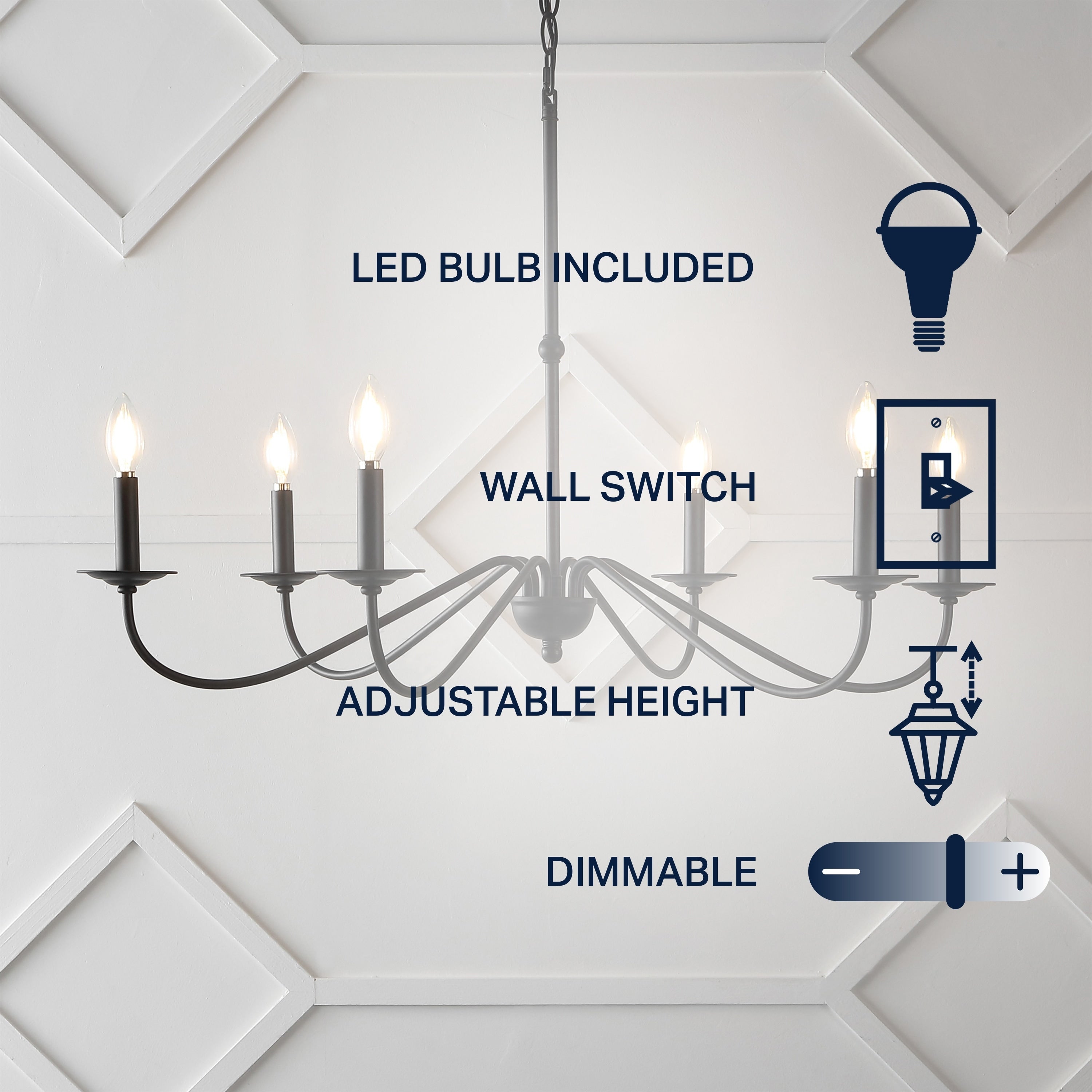 Lustre LED en fer à 6 lumières, 34,75 $, par JONATHAN Y
