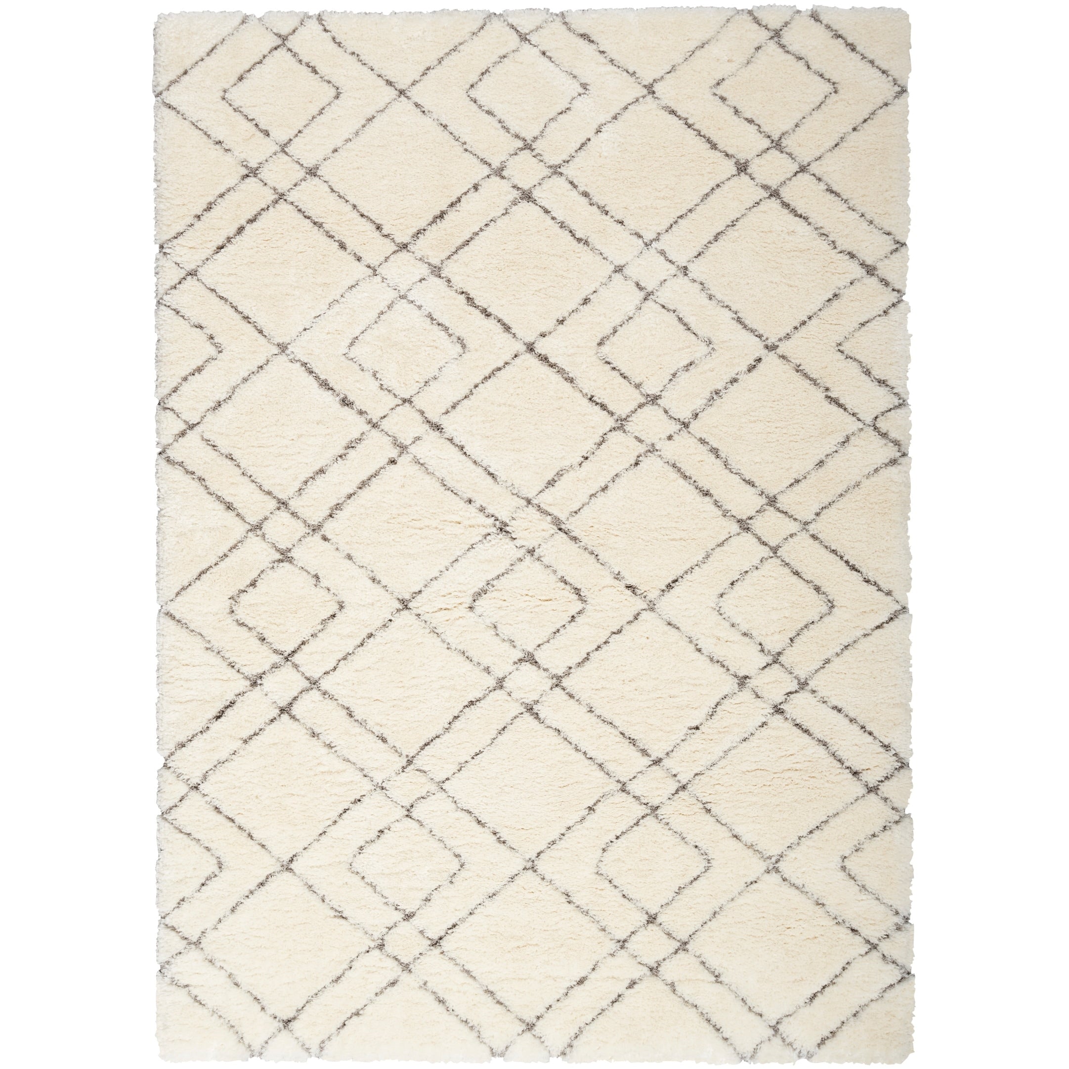 Tapis Nourison luxueux à poils longs et ultra moelleux, motif géométrique abstrait
