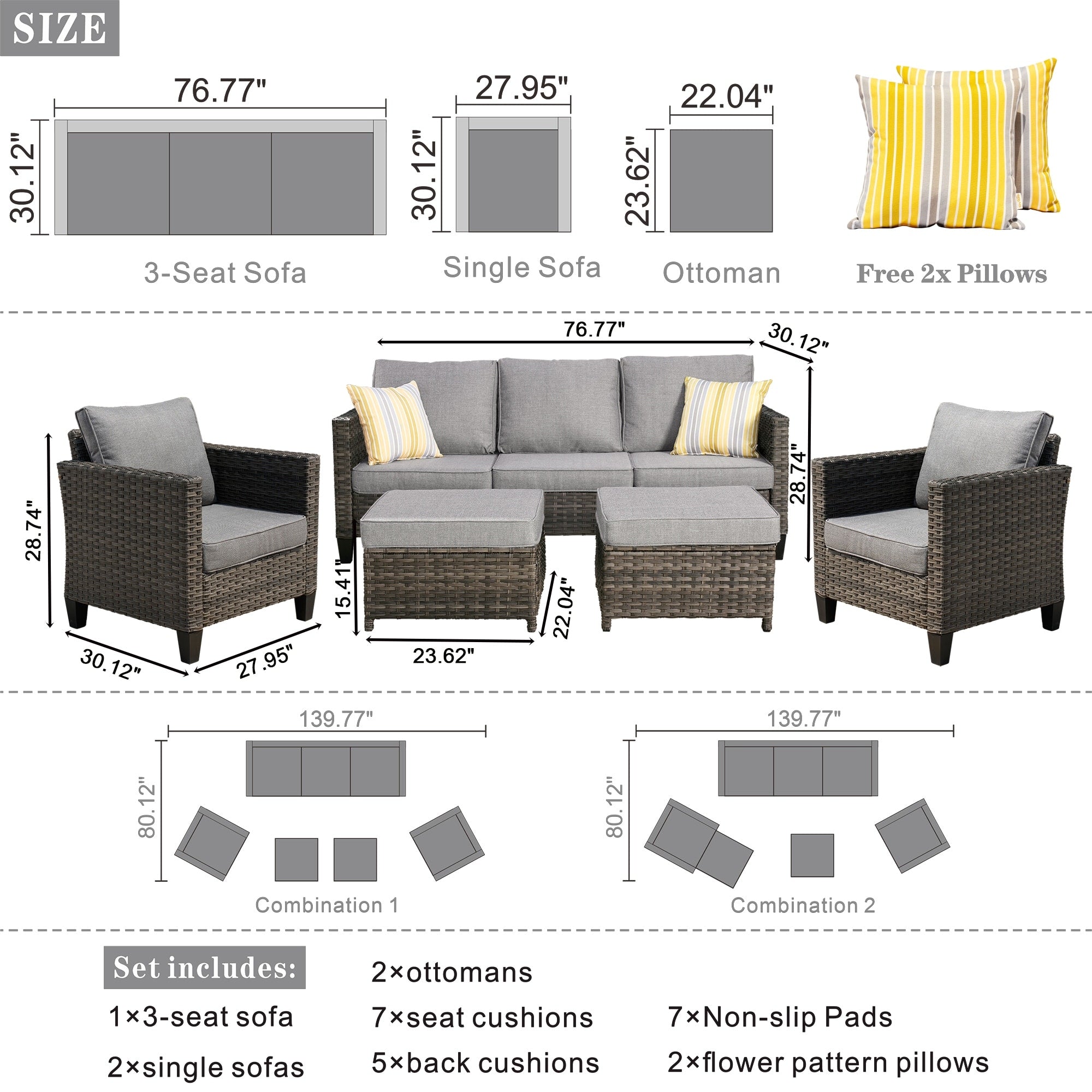 Ensemble de 5 sièges de jardin à dossier haut en osier OVIOS