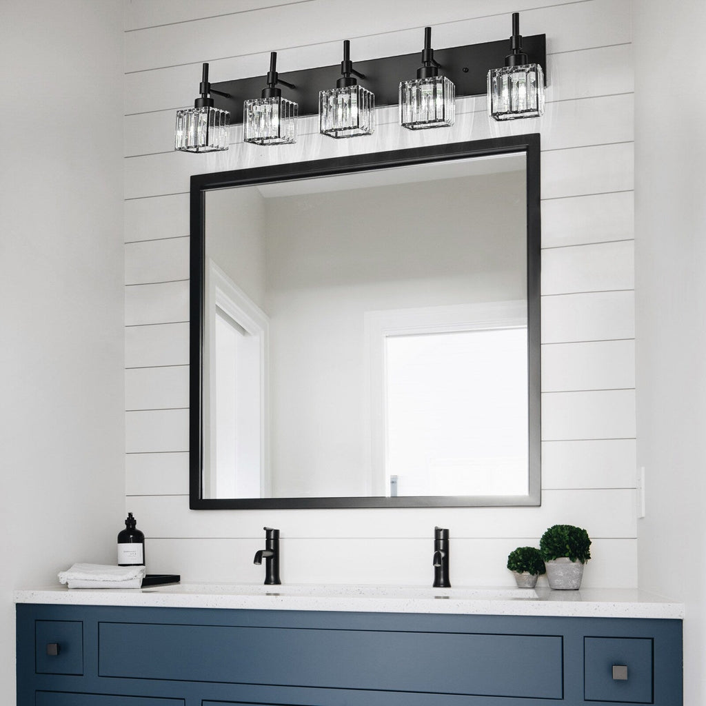 Luminaires de salle de bain en cristal à intensité variable Ora Modern sur miroir Glam Vanity Lights