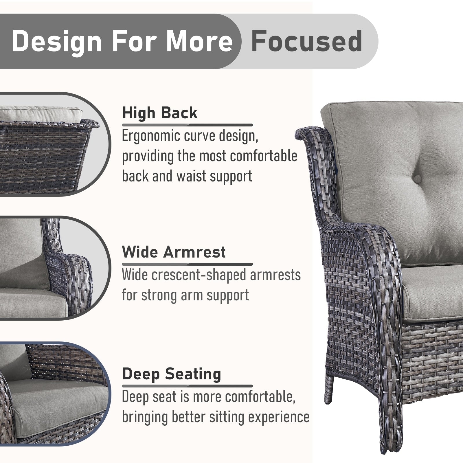 Ensemble de canapés d'extérieur en osier Gymojoy avec causeuse et canapé en rotin