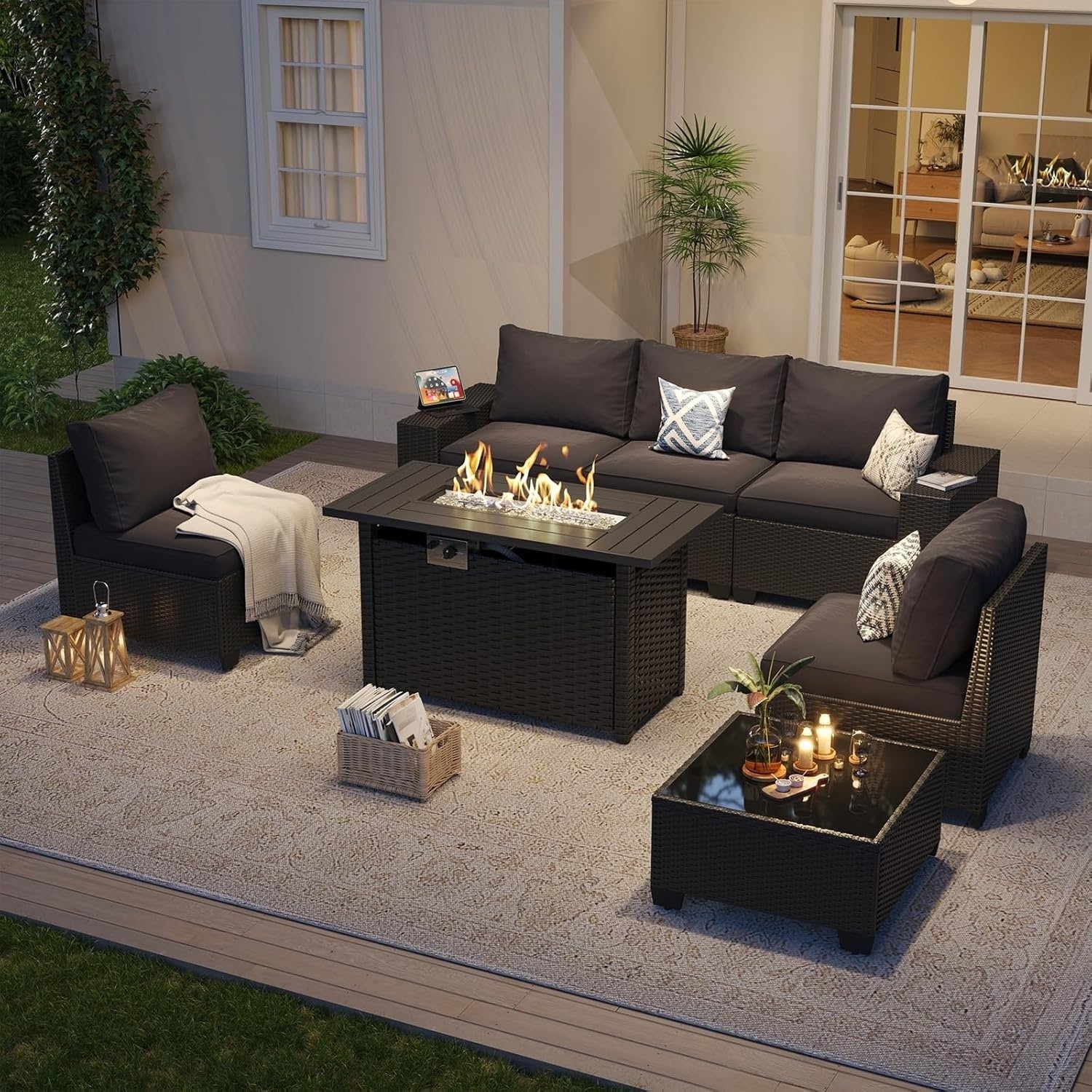 Ensembles de meubles de patio extérieurs avec coussins épais de 4 pouces