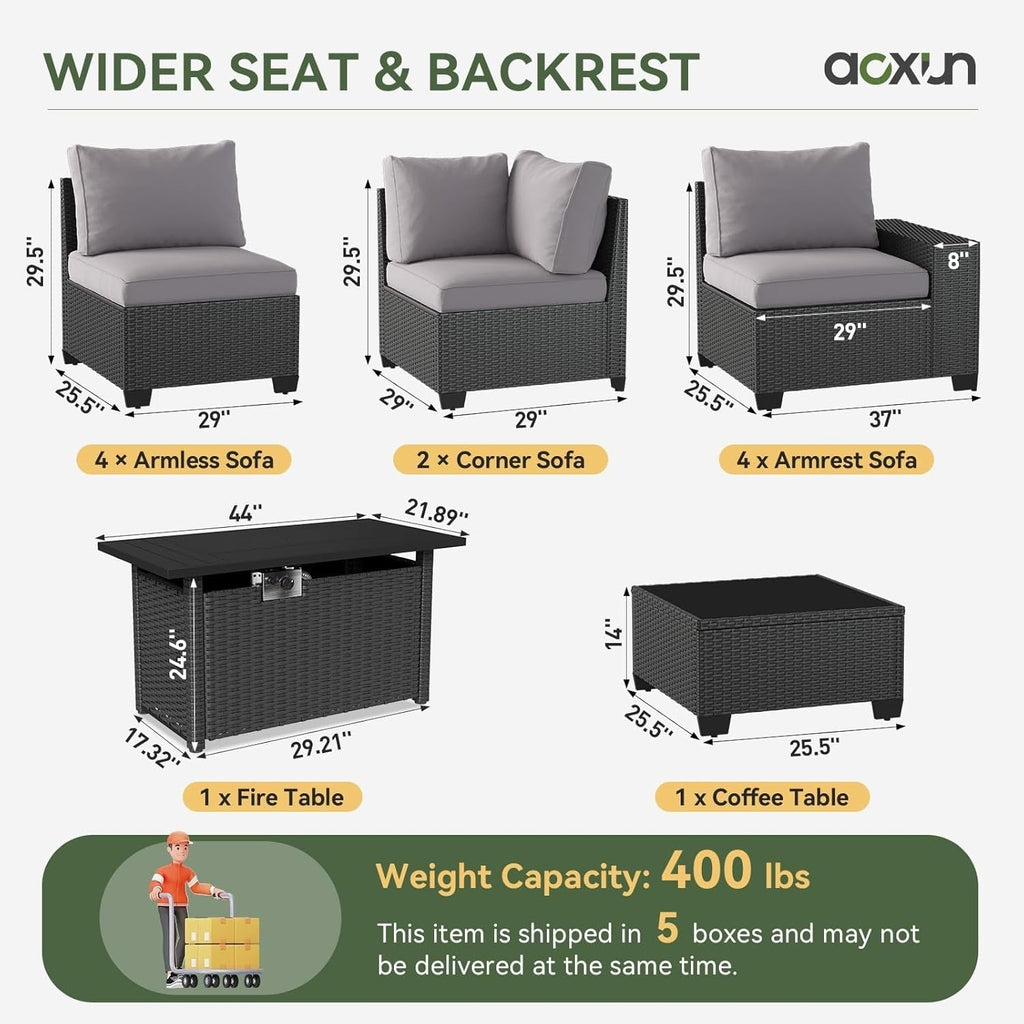 Ensembles de meubles de patio extérieurs avec coussins épais de 4 pouces