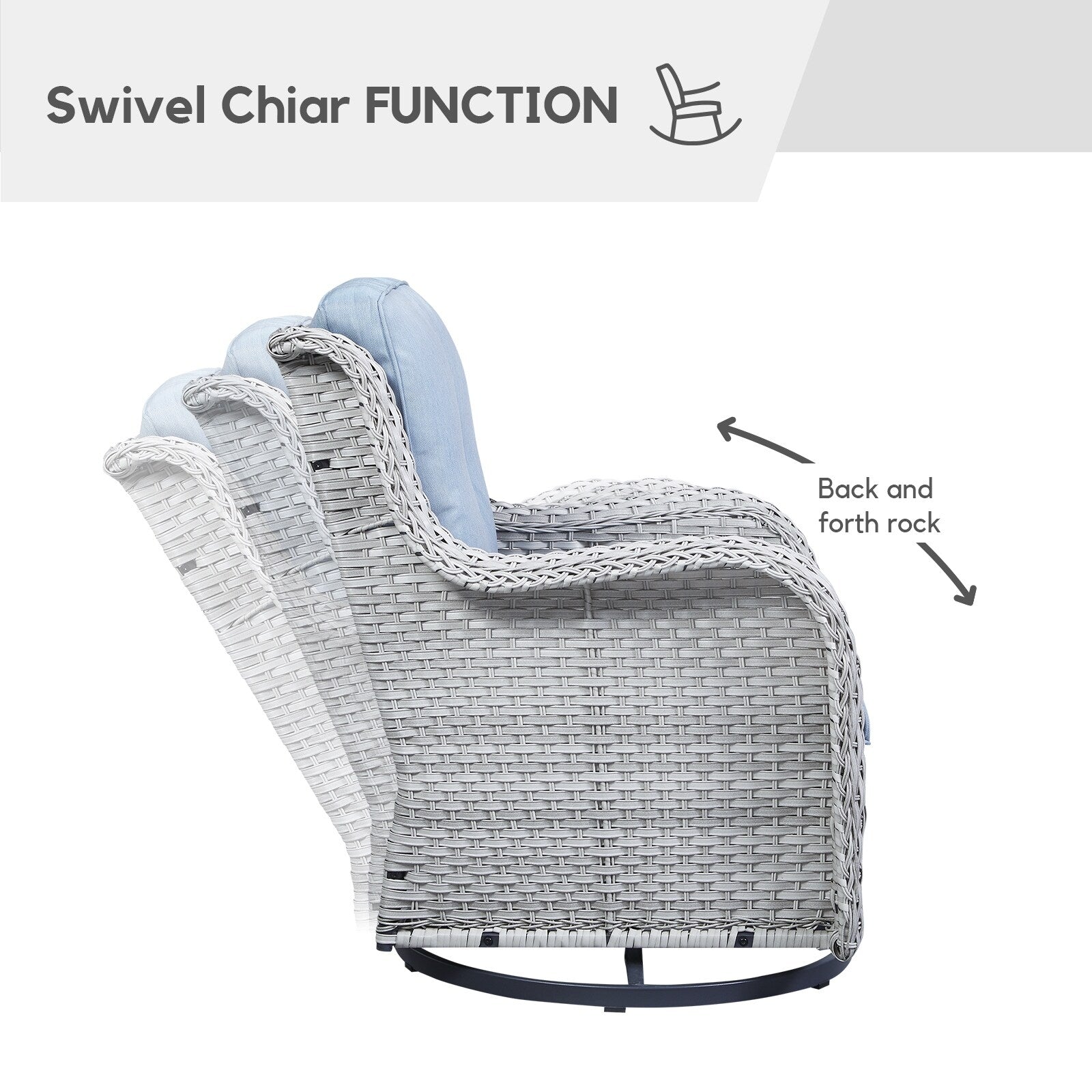 Chaises à bascule d'extérieur en osier Gymojoy avec base pivotante (lot de 2)