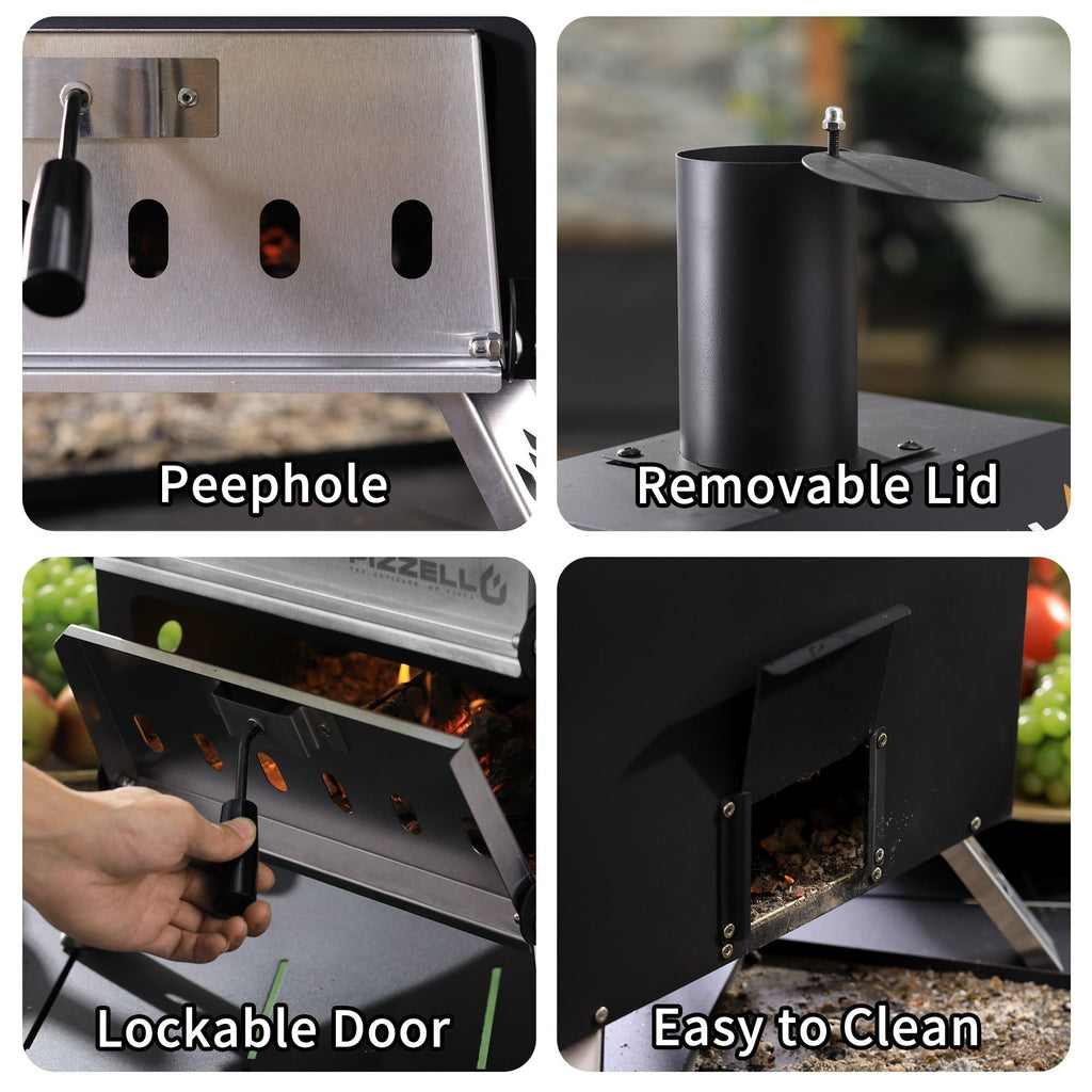 Four à pizza extérieur au feu de bois, machine à pizza à 2 couches, gril à pizza extérieur pour fêtes dans la cour - 12 pouces
