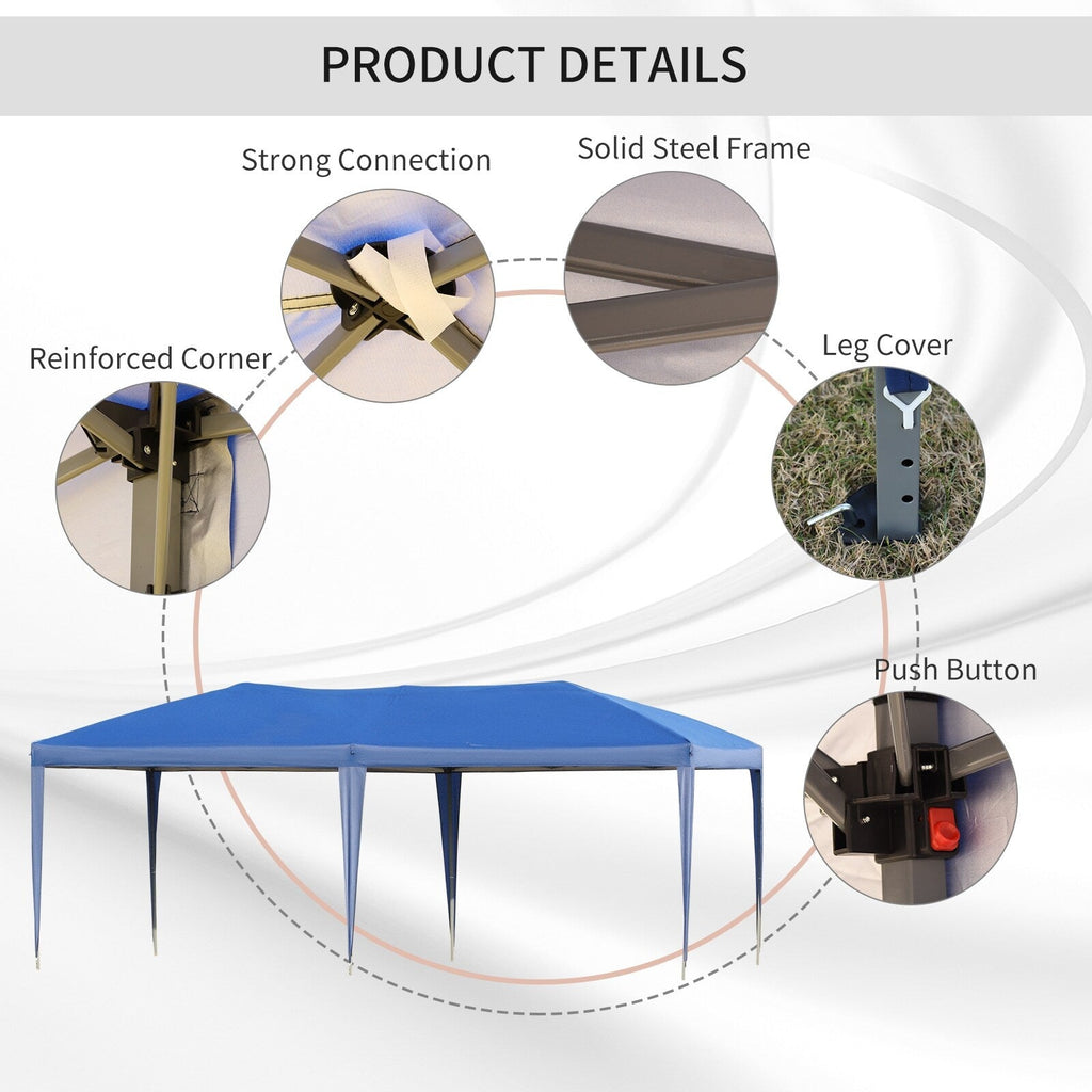 Auvent pop-up robuste Outsunny avec cadre robuste, toit anti-UV et sac de transport pour terrasse, jardin, plage et arrière-cour