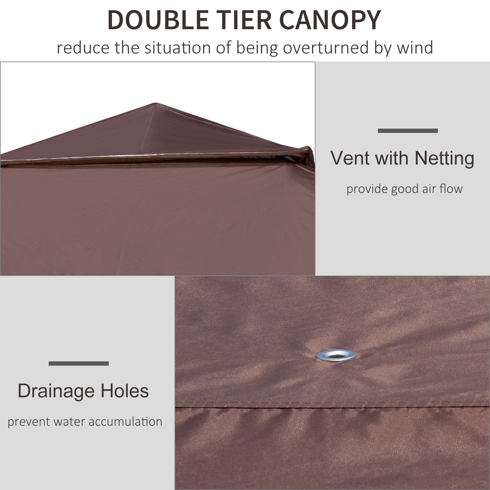 Outsunny 12' x 12' Pop Up Canopy Sun Shade Tente instantanée pliable avec filet latéral en maille, hauteur réglable sur 3 niveaux